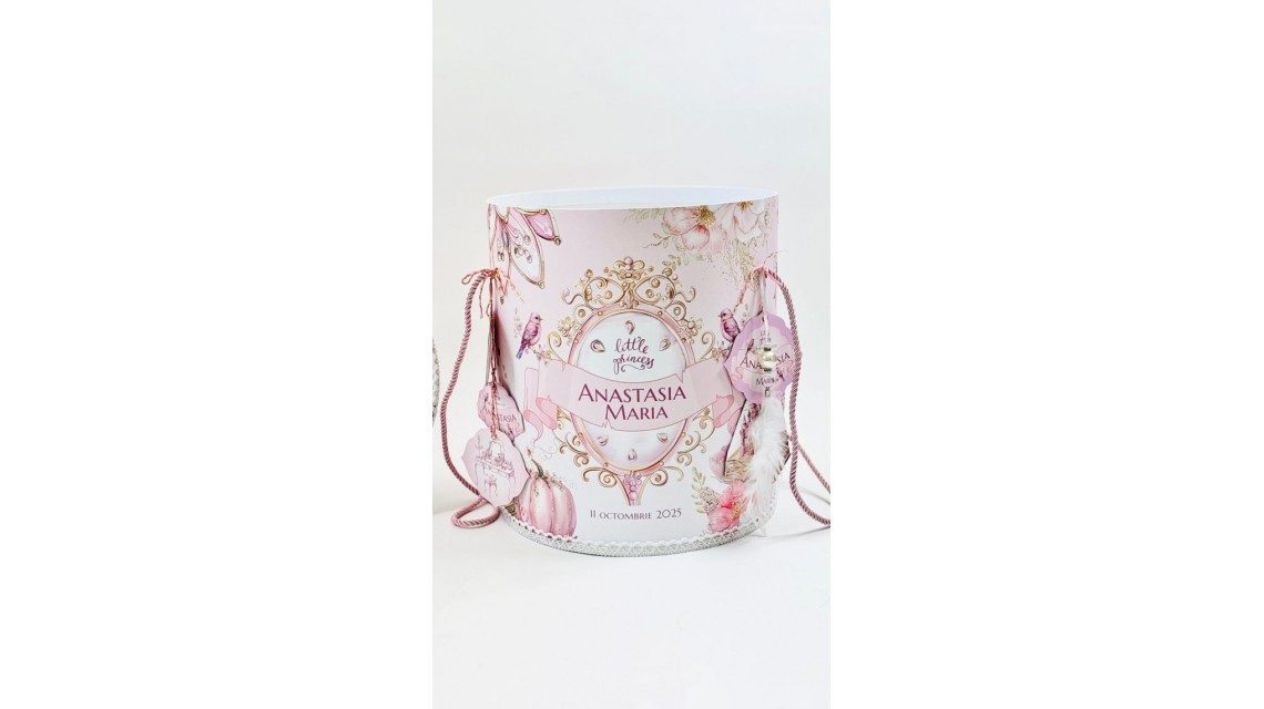 Trusou botez Princess Pink tematică prințesă, elegant și brodat 29